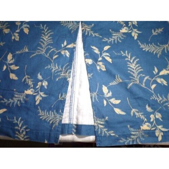 Liz Claiborne Lizwear Women Maxi Skirt Size 4 Linen Blend Blue Leaf Print Modest - Picture 4 of 5